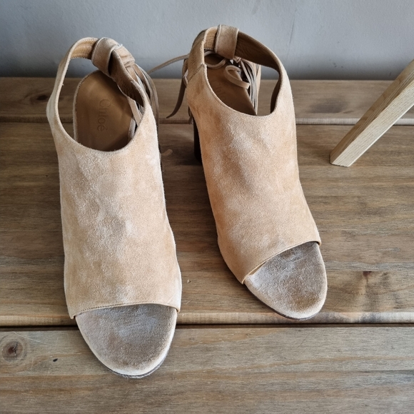 Chloe tan suede open toe wedges with Tassels sz 41 uk 7.5 - Picture 2 of 11